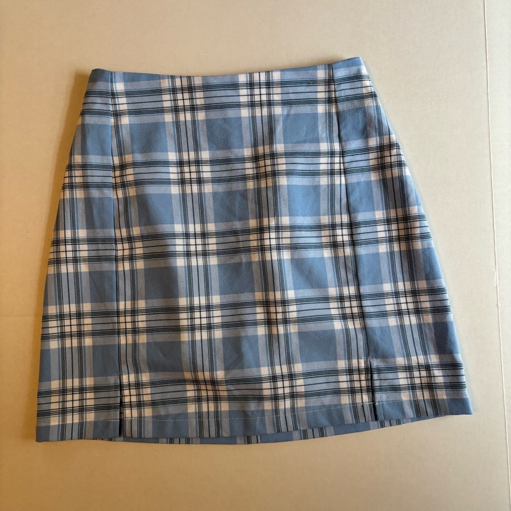 Brandy Melville | Plaid‎ Mini Skirt Baby Blue